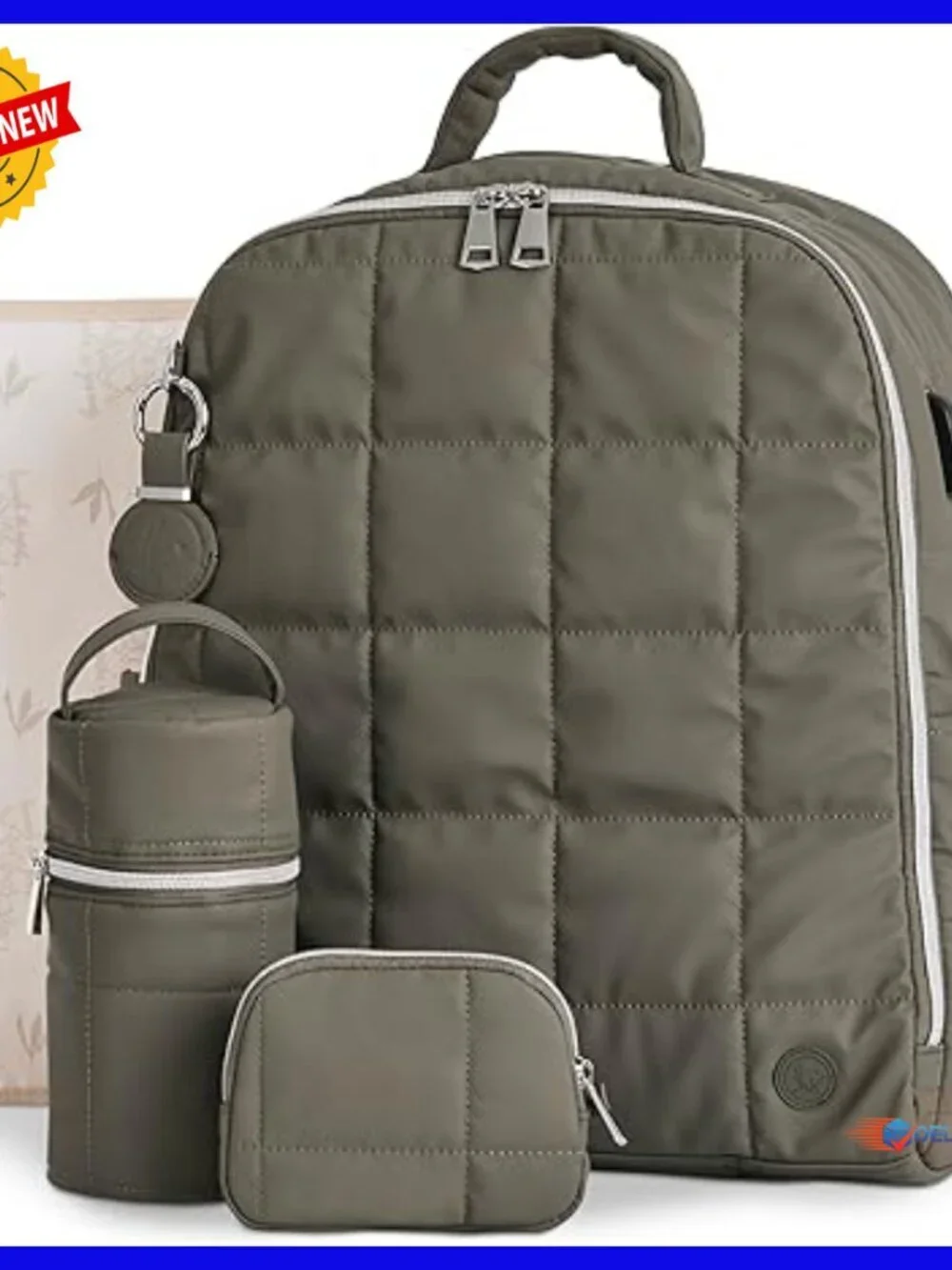 Large Travel Diaper Backpack Set with USB-C Port, Changing Pad, Bottle Bag